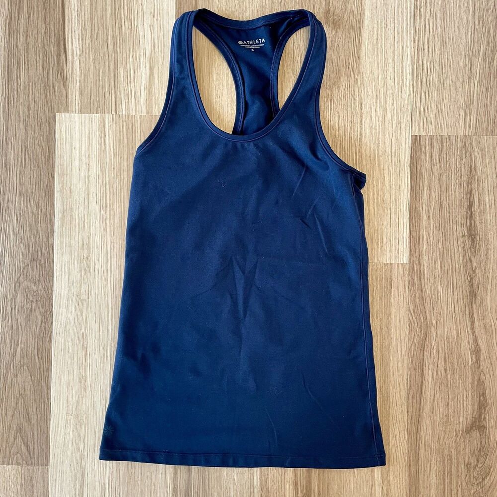 Athleta Women's S Racerback Tank Top Navy Stretch Activewear Athleisure Gym Yoga